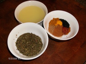 spices mint and lemon juice